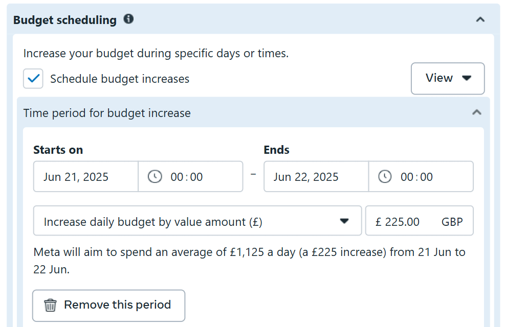 meta budget scheduling